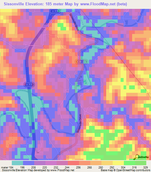 Sissonville,US Elevation Map