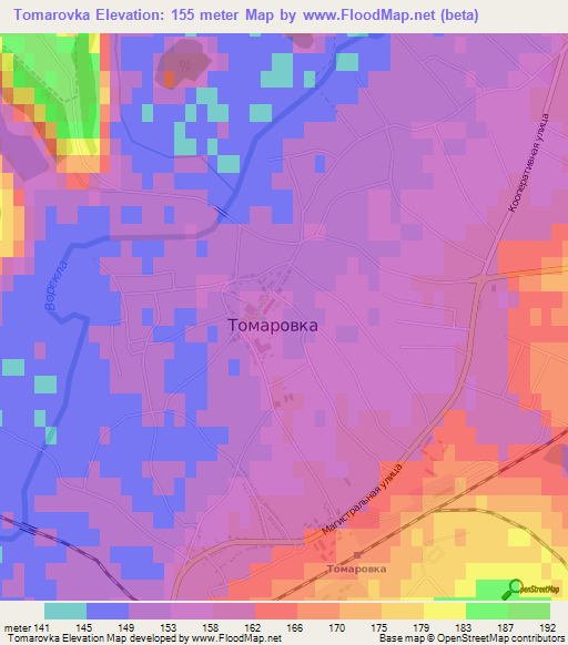 Tomarovka,Russia Elevation Map