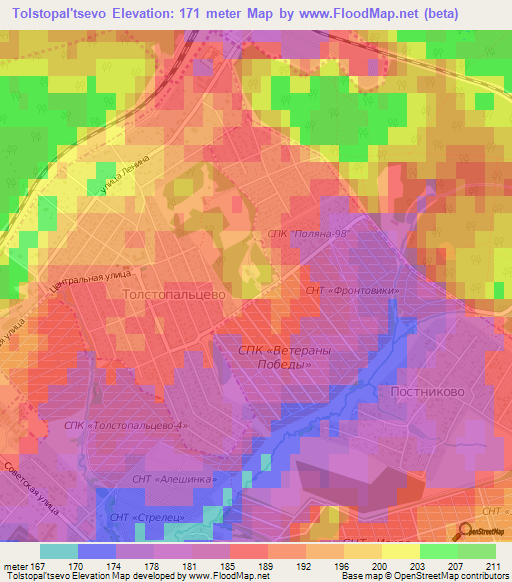 Tolstopal'tsevo,Russia Elevation Map