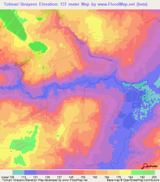 Tolman'-Ibrayevo,Russia Elevation Map