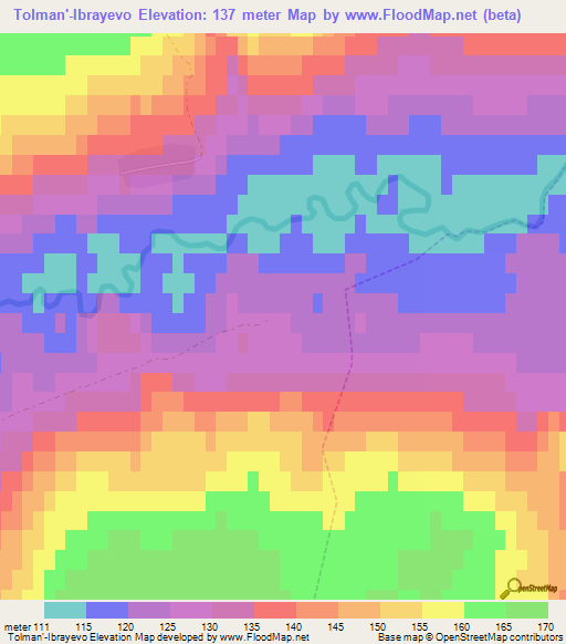 Tolman'-Ibrayevo,Russia Elevation Map