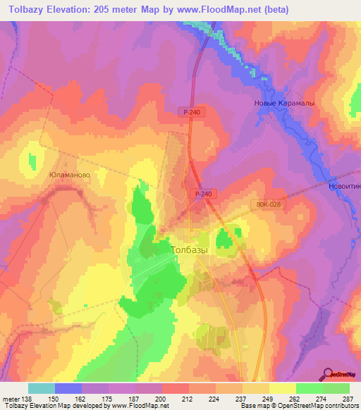 Tolbazy,Russia Elevation Map