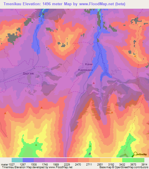 Tmenikau,Russia Elevation Map