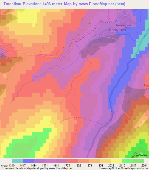 Tmenikau,Russia Elevation Map