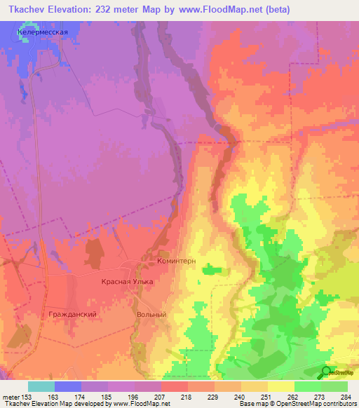 Tkachev,Russia Elevation Map