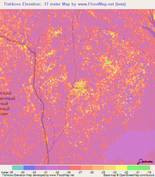 Tishkovo,Russia Elevation Map