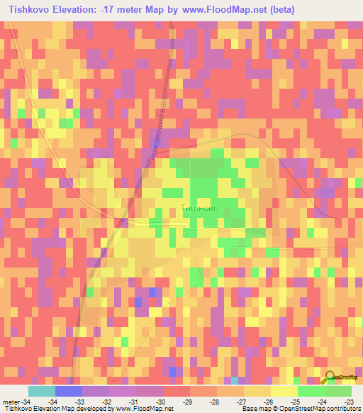 Tishkovo,Russia Elevation Map