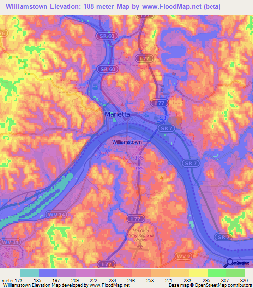 Williamstown,US Elevation Map