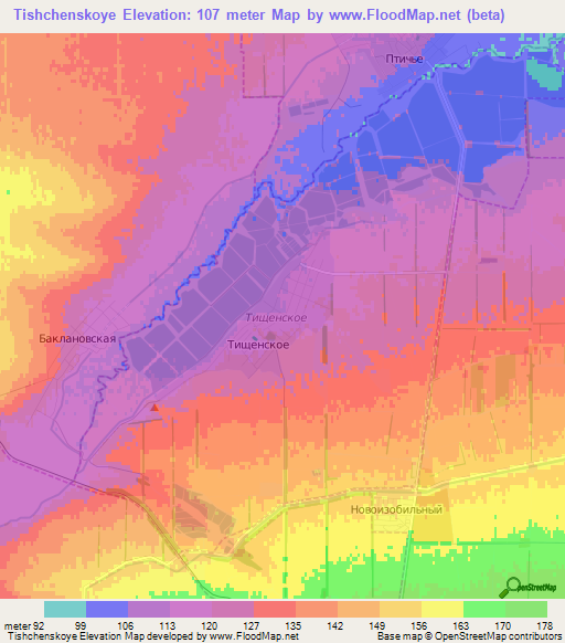 Tishchenskoye,Russia Elevation Map