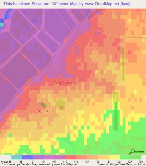 Tishchenskoye,Russia Elevation Map