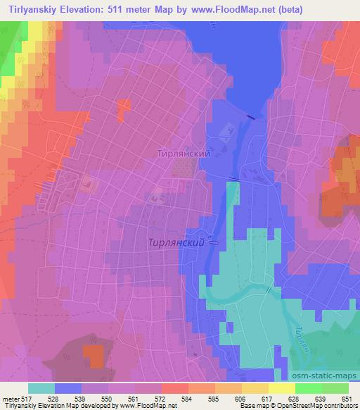 Tirlyanskiy,Russia Elevation Map