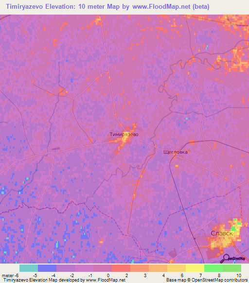 Timiryazevo,Russia Elevation Map