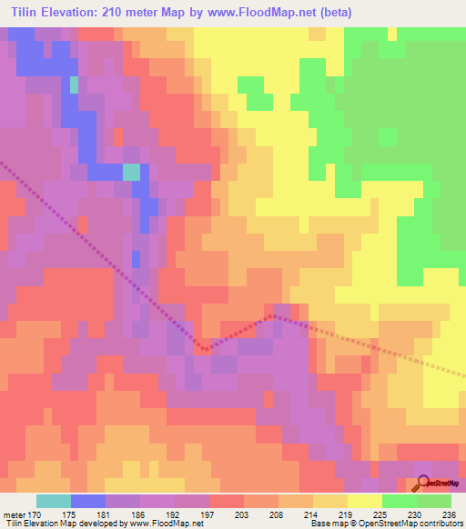 Tilin,Russia Elevation Map