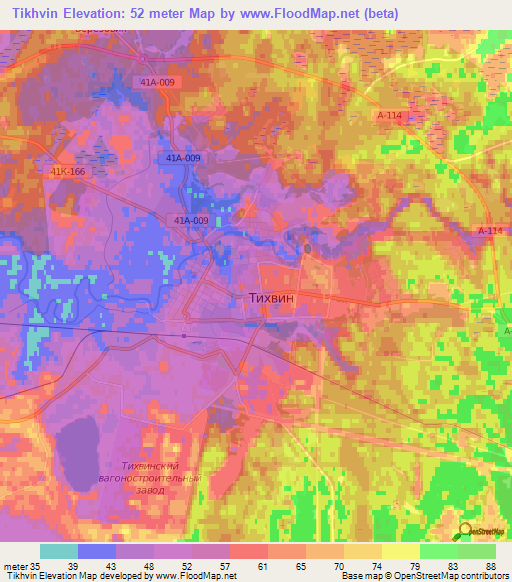 Tikhvin,Russia Elevation Map