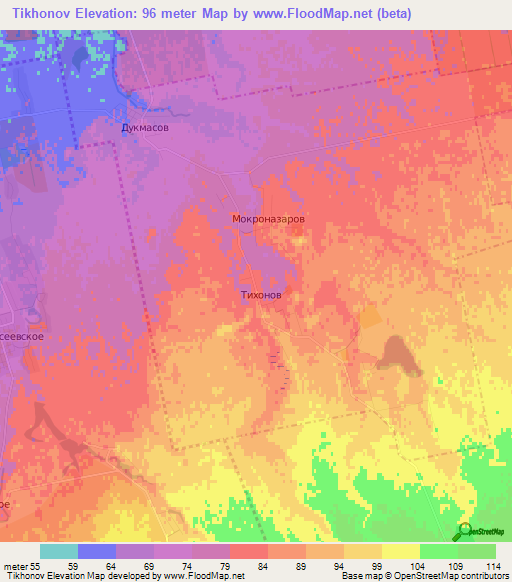 Tikhonov,Russia Elevation Map