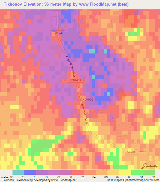 Tikhonov,Russia Elevation Map