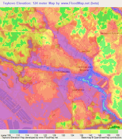 Teykovo,Russia Elevation Map