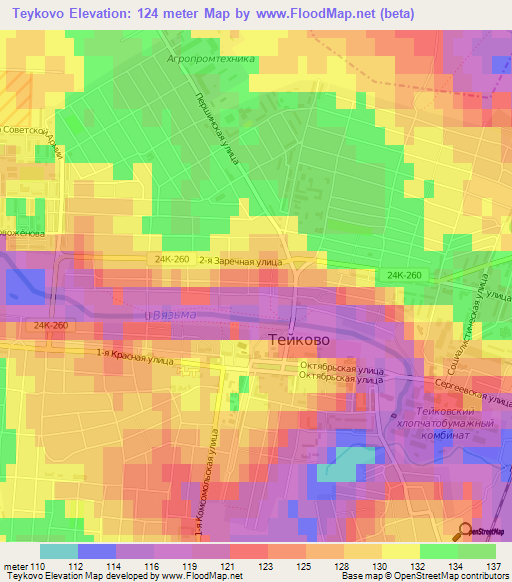 Teykovo,Russia Elevation Map