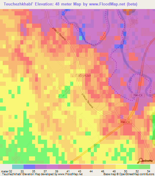 Teuchezhkhabl',Russia Elevation Map