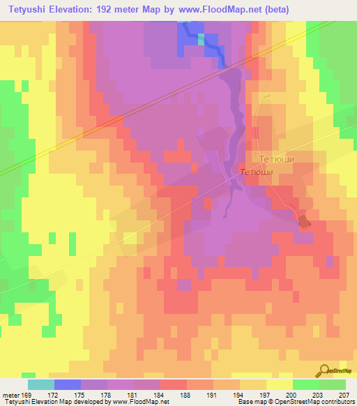 Tetyushi,Russia Elevation Map