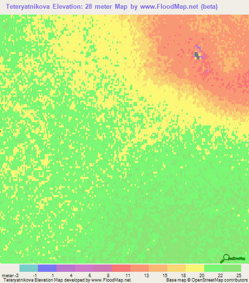 Teteryatnikova,Russia Elevation Map