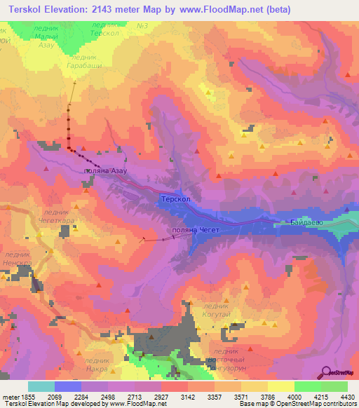 Terskol,Russia Elevation Map