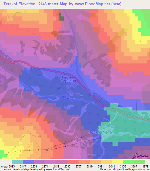 Terskol,Russia Elevation Map