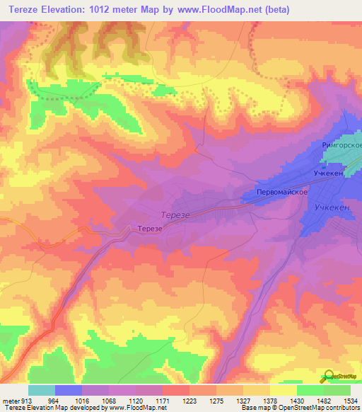 Tereze,Russia Elevation Map