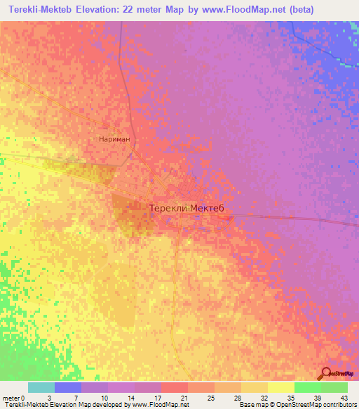 Terekli-Mekteb,Russia Elevation Map