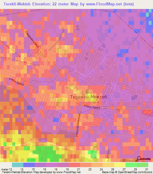 Terekli-Mekteb,Russia Elevation Map