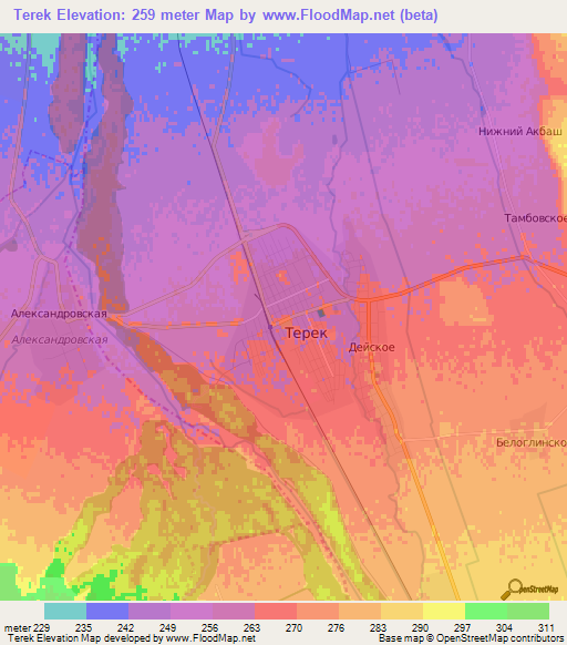 Terek,Russia Elevation Map