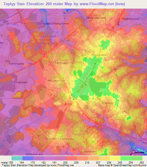 Teplyy Stan,Russia Elevation Map