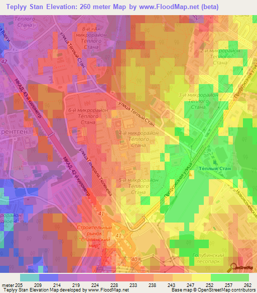 Teplyy Stan,Russia Elevation Map