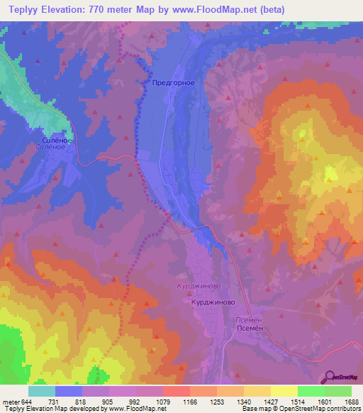 Teplyy,Russia Elevation Map