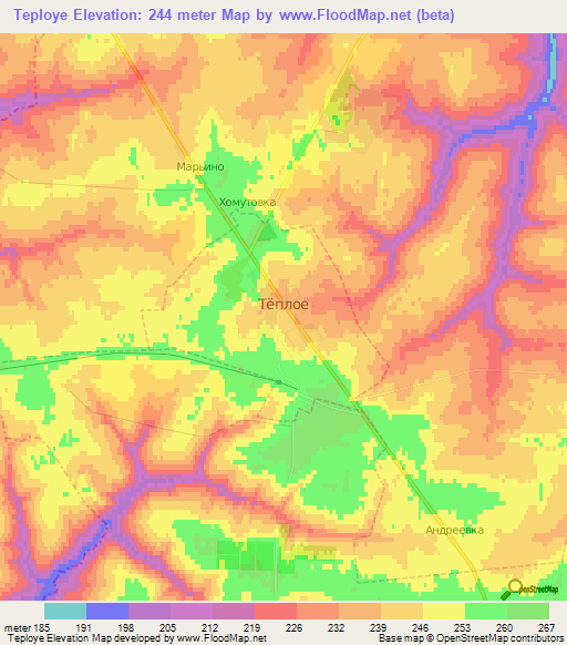 Teploye,Russia Elevation Map