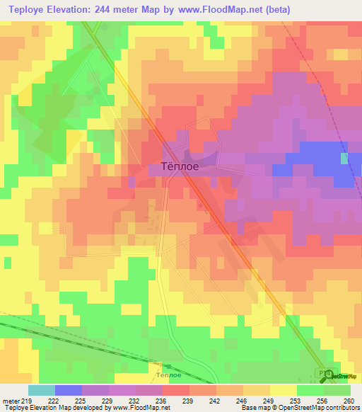 Teploye,Russia Elevation Map