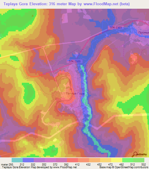 Teplaya Gora,Russia Elevation Map