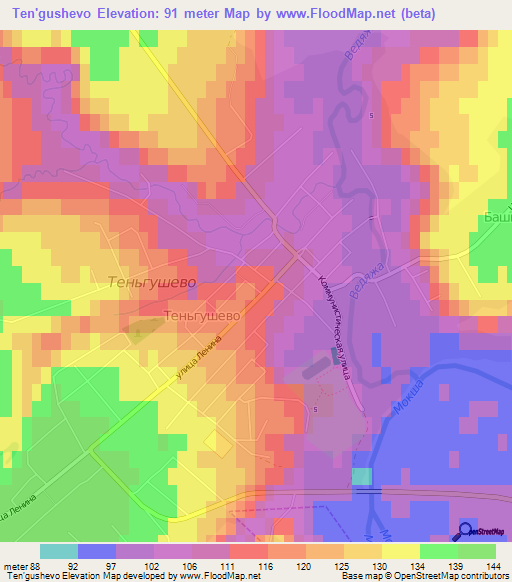 Ten'gushevo,Russia Elevation Map