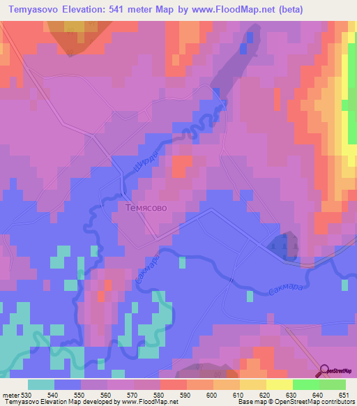 Temyasovo,Russia Elevation Map