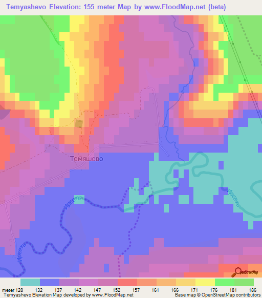 Temyashevo,Russia Elevation Map