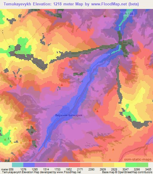 Temukayevykh,Russia Elevation Map