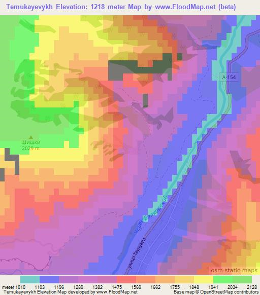 Temukayevykh,Russia Elevation Map