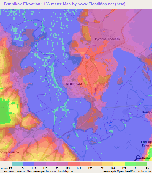 Temnikov,Russia Elevation Map