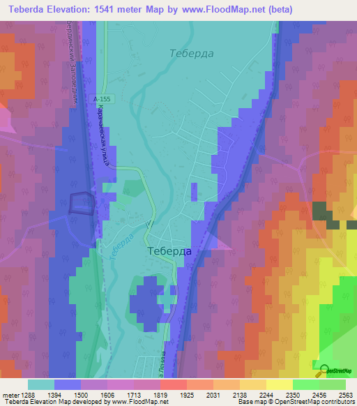 Teberda,Russia Elevation Map