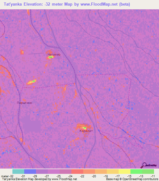 Tat'yanka,Russia Elevation Map