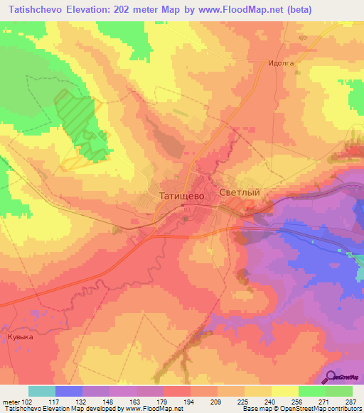 Tatishchevo,Russia Elevation Map