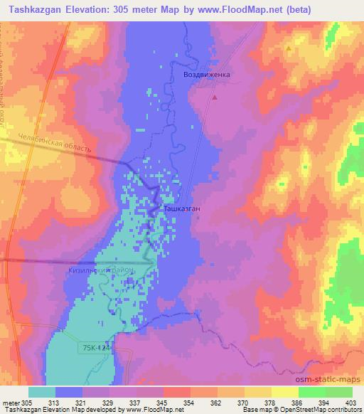 Tashkazgan,Russia Elevation Map