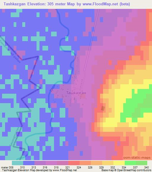 Tashkazgan,Russia Elevation Map