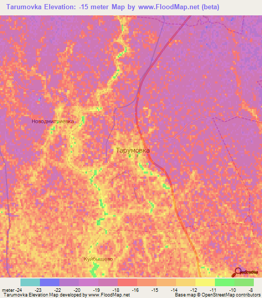 Tarumovka,Russia Elevation Map