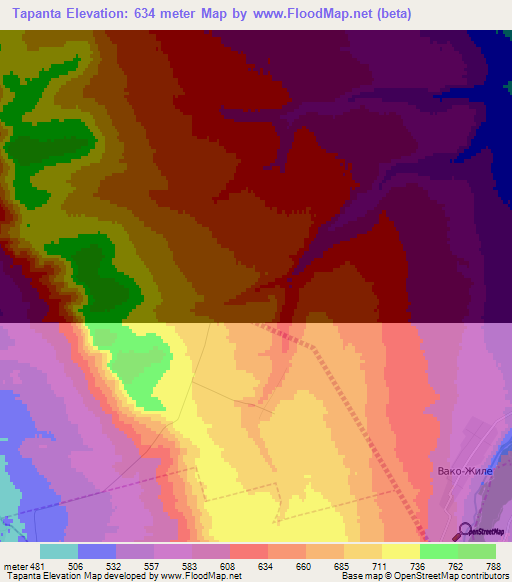 Tapanta,Russia Elevation Map